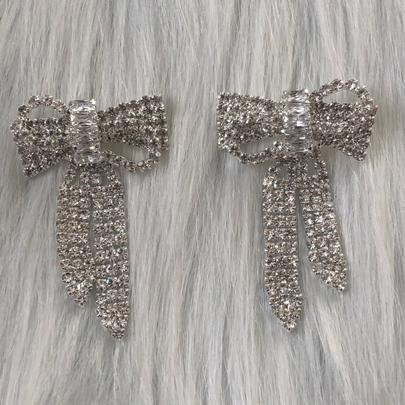 Crystal Bow Earrings - Picture 3 of 7